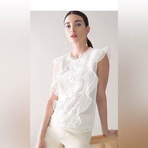 Elegant White Lace sleeveless Blouse